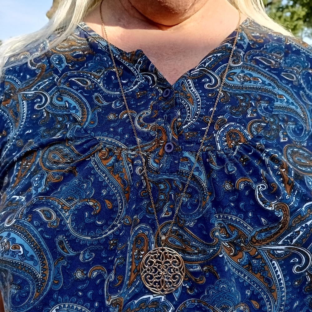 Gold color necklace.